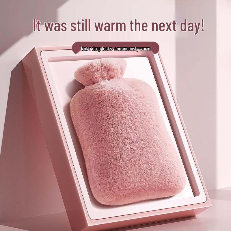 Thickened Anti-rabbit Fur Hot Water Bottle: Explosion-Proof Hand, Foot, and Stomach Warmer