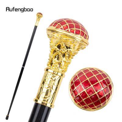Hůlka typu červená koule zlatá módní dekorativní vycházková hůl pro gentlemana elegantní cosplay hůl knoflík berla 90 cm