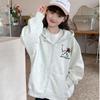 Girls Autumn Hooded Sports Jacket Loose Fit Casual Outerwear for Big Kids