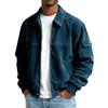 Men's Vintage Corduroy Long Sleeve Jacket with Pockets for Casual Wear