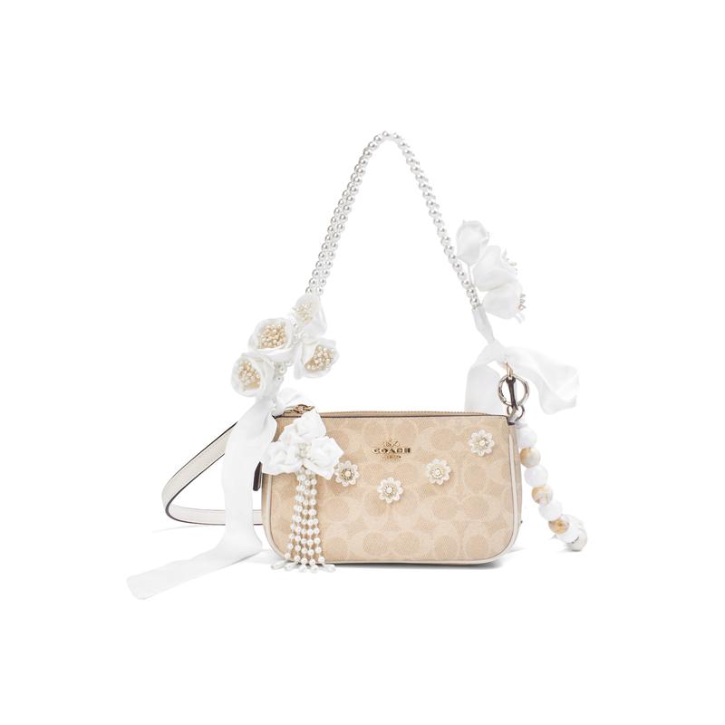 

COACH shoulder bag [Customized bag] Nolita Yiduo casual and versatile simple pearl metal decoration tassel pendant classic presbyopic camellia note золотий
