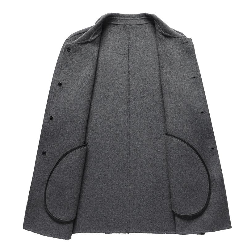 Autumn and Winter Men's Woolen Coat Medium and Long Solid Color Lapel Hand-sewn Double-sided Woolen Coat Coat