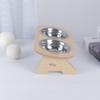 15 Degree Tilted Elevated Cat Food Bowls with Wooden Stand Raised Pet Feeder for Reducing Neck Burden Home Use