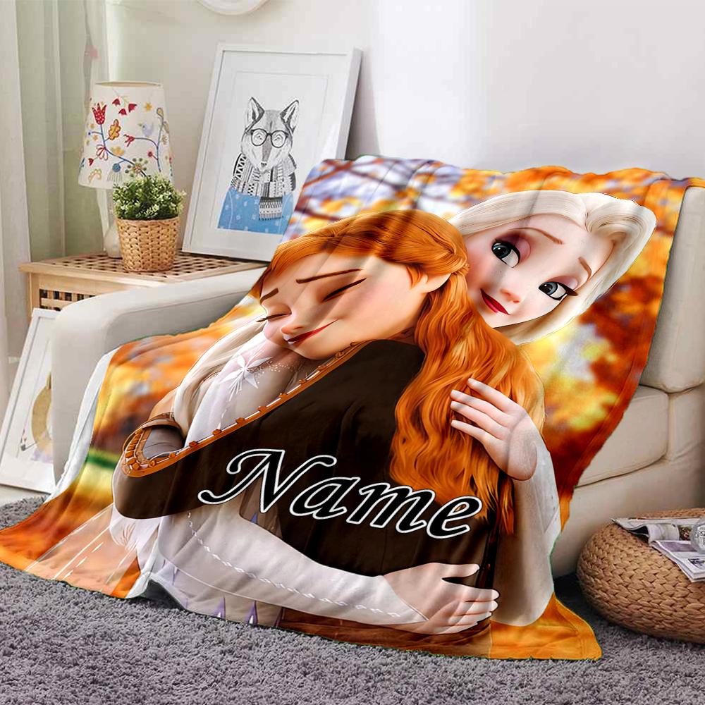 Custom Name Elsa'S Winter Fantasy Party Blanket For Couch Bed Plush Cozy Fuzzy Blanket Super Soft Warm Blankets For Fall And Winter 091665