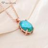 Fashion Ice Crack Egg Shape Oval Crystal Pendant Necklace For Women Elegant Party Rose Gold Color Jewelry