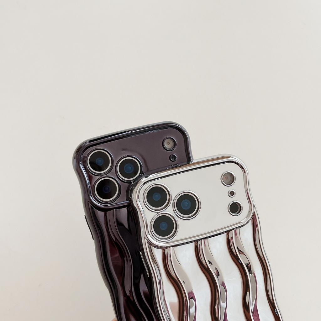 ins solid color electroplating advanced sense stripe for iPhone17promax mobile phone case Apple 16 new 14/15