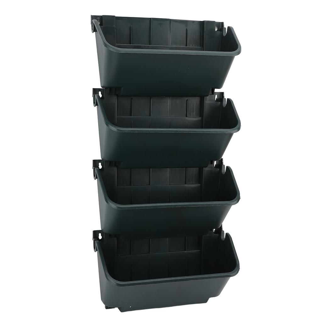 Vertical Wall Planter Set Plastic Breathable Space Saving 4 Pots Hanging Vertical Wall Flowerpot for Porch Garden