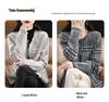 Women's French Chic Wool Houndstooth Cardigan - Autumn/Winter Thick Knit Tassel Coat