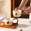 Cute Ceramic Mug Creative Household Water Cup High Appearance Level Office Milk Breakfast Mug Cartoon Coffee Cup Anti-hot Handle