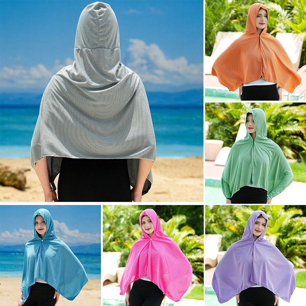 Soft Material Sun Protection Poncho Breathable Hoodie Beach Towel  Outdoor Sports Cycling Driving
