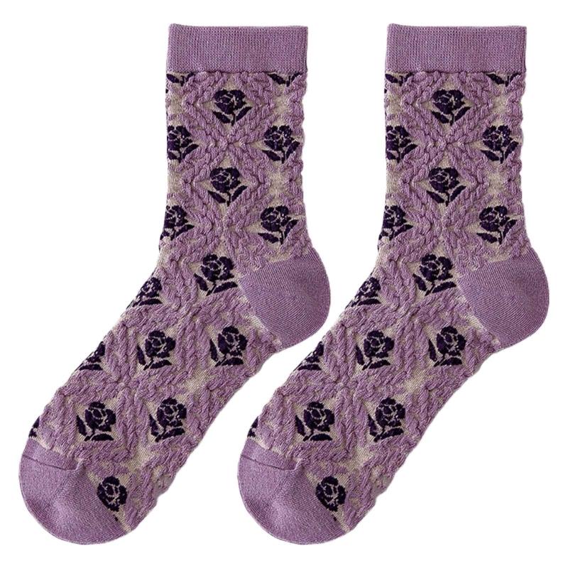 Womens Cotton Socks, 1 Pair Womens Fun Novelty Crew Colorful Patterns Soft Breathable Fashion Casual Socks