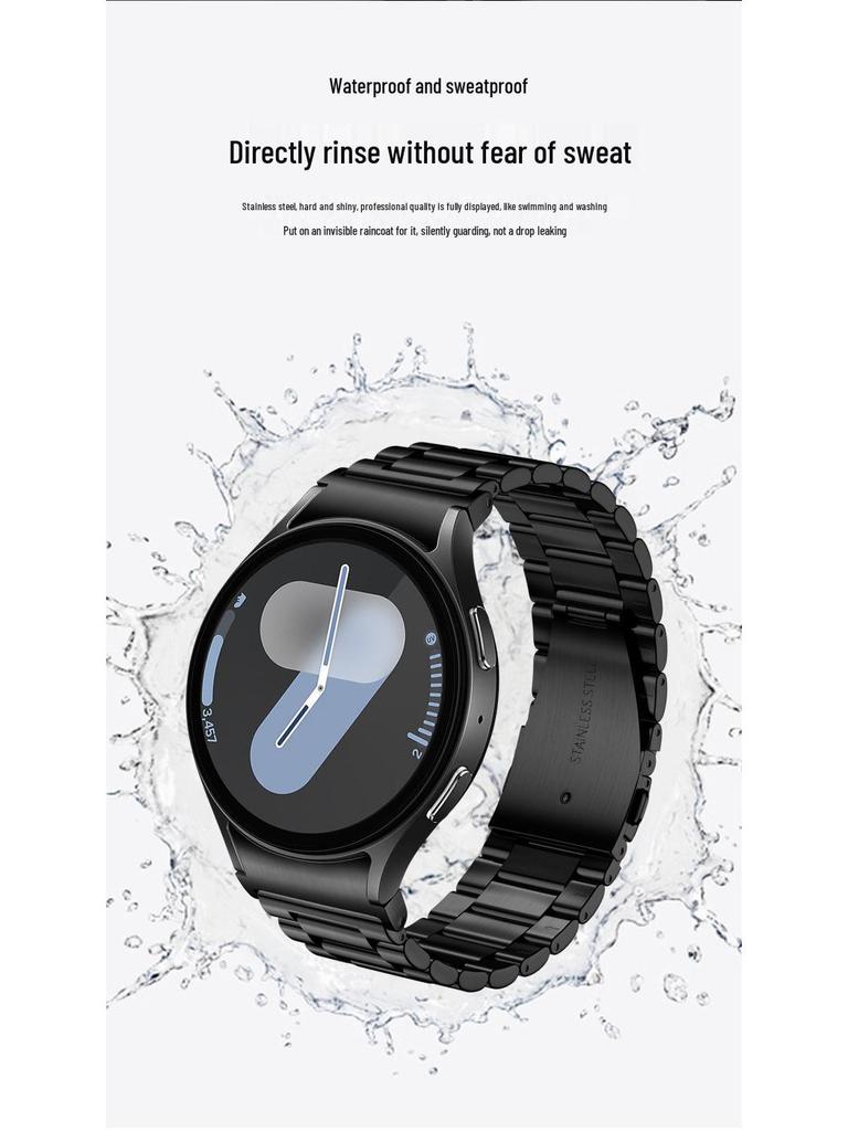 Cinturino in Acciaio Compatibile per Samsung Watch 4/5/6/7 - Stile Business a Tre Maglie