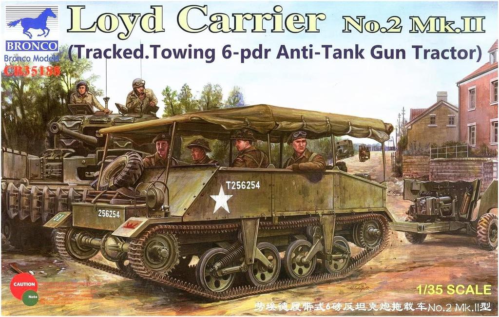 Bronco Model 1/35 British Lloyd Carrier No. 2 Mk. 2 Gun Towing Type Plastic Model Kit CB35188