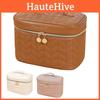 Beige Bag 2023 New Pu Leather Stitching Rhombus Grid Large Capacity Travel Portable Cosmetic Bag Factory Brown
