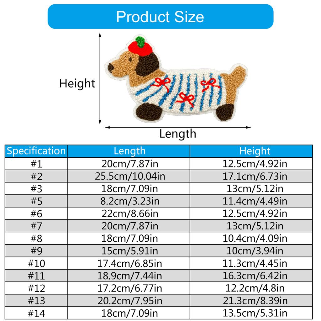 Embroidery Terry Cloth Dog Patches for Craft Hair Clip Project Headband Dog Appliques Headwear Patches Clothing Decors