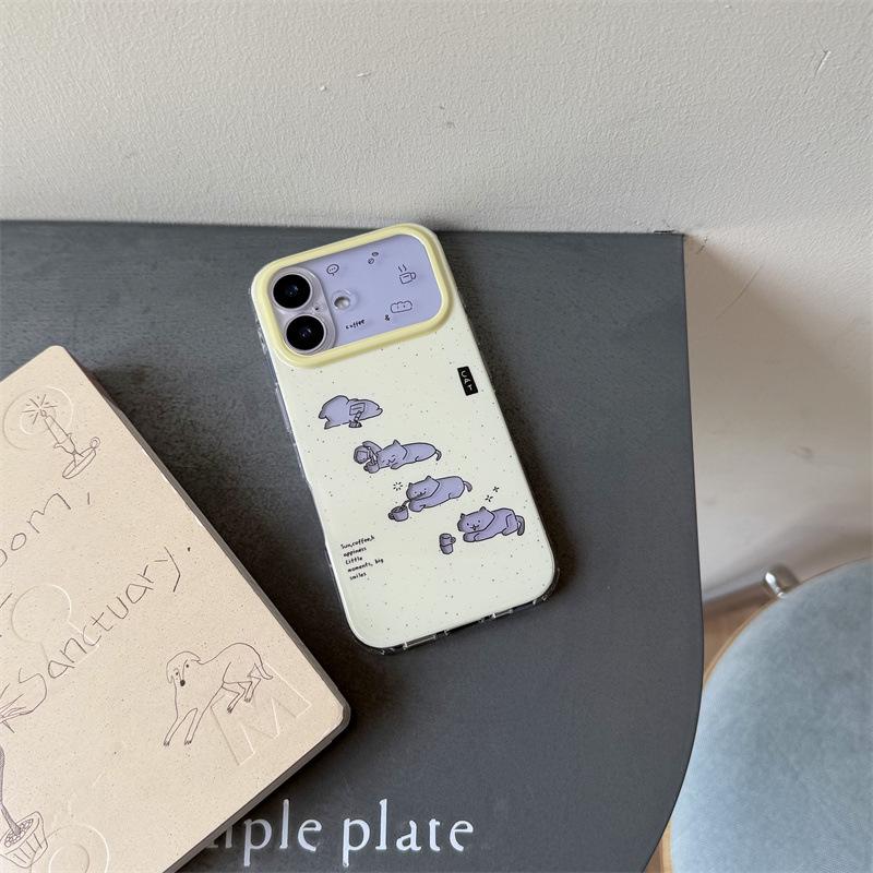 Custard Yellow Ink Splash Hollow Cat iPhone Case for 17/16ProMax/15Pro – Premium Feel