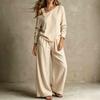Women's Color Off Shoulder Long Sleeve Two Piece Set with Pockets and Pants