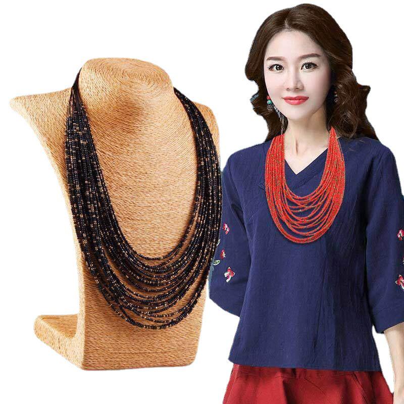 Bohemian Ethnic Hand-Woven Seed Bead Necklace Set