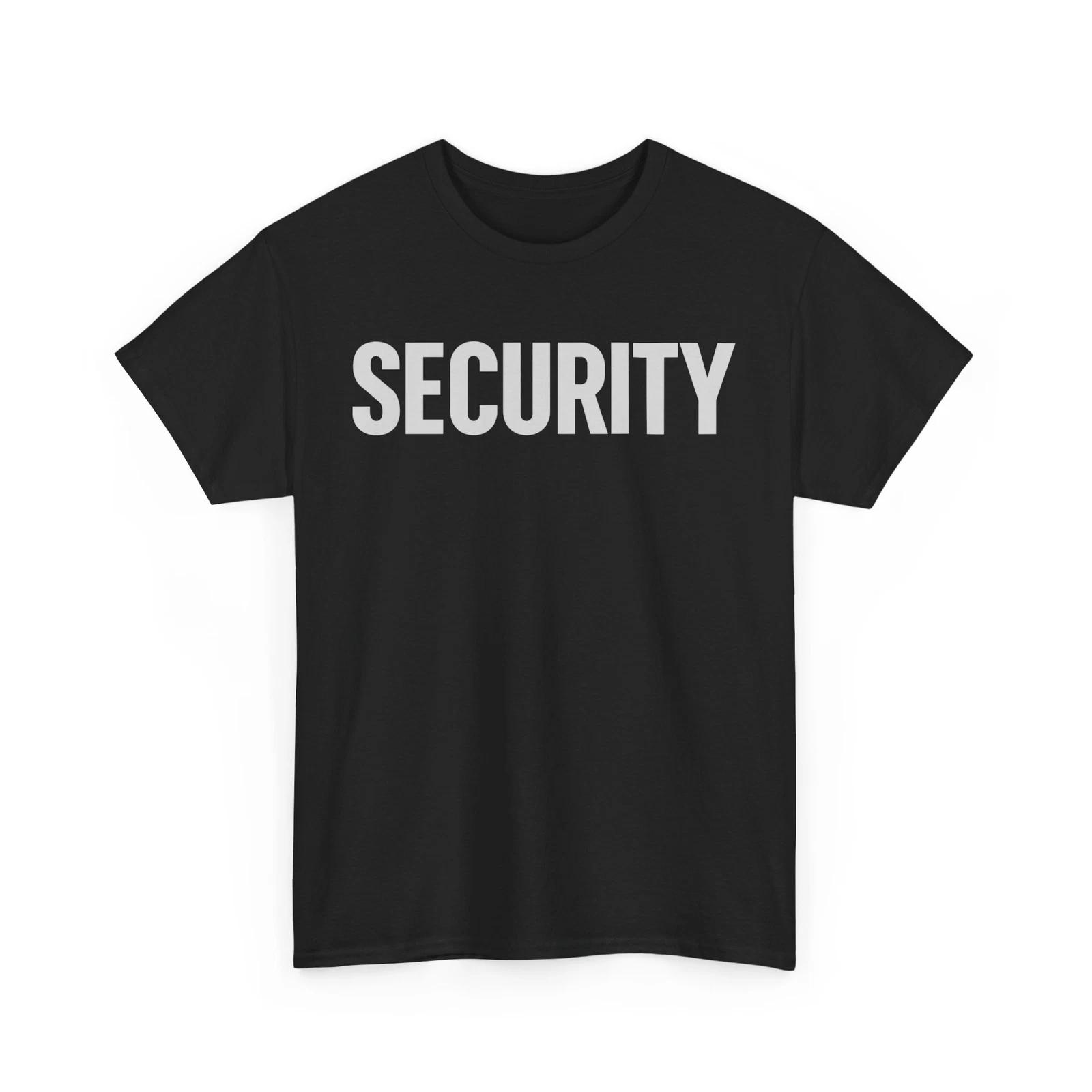 Security Black & White 100% Cotton T-shirt Mens Tees Top Front Back Print Unisex Tee Staff Event Cotton L