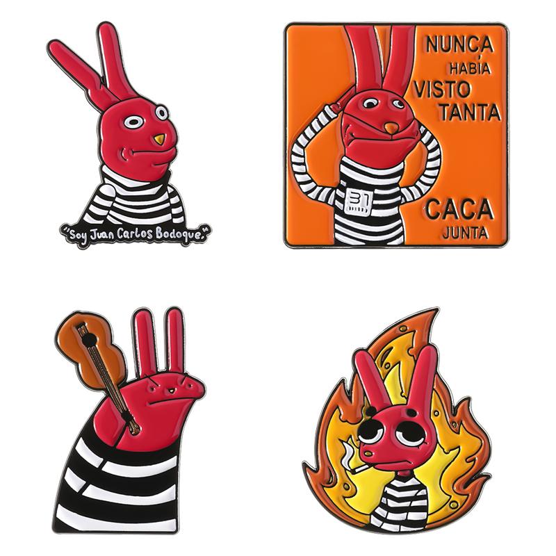 Humor Comedy Anime Movies Character Enamel Pins Cartoon Red Eared Rabbit Brooch Backpack Lapel Badge Jewelry Gifts for Friend