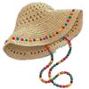 Women's Ethnic Wide Brim Straw Hat - Sun Protection Beach Hat for a Slimmer Look