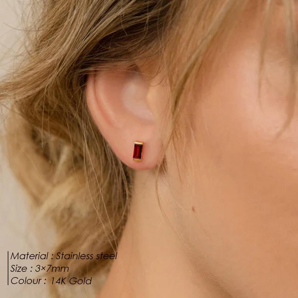 EManco Stainless Steel Gold-Plated Colorful Birthstone Earrings High-end Rhinestone Jewelry Gifts