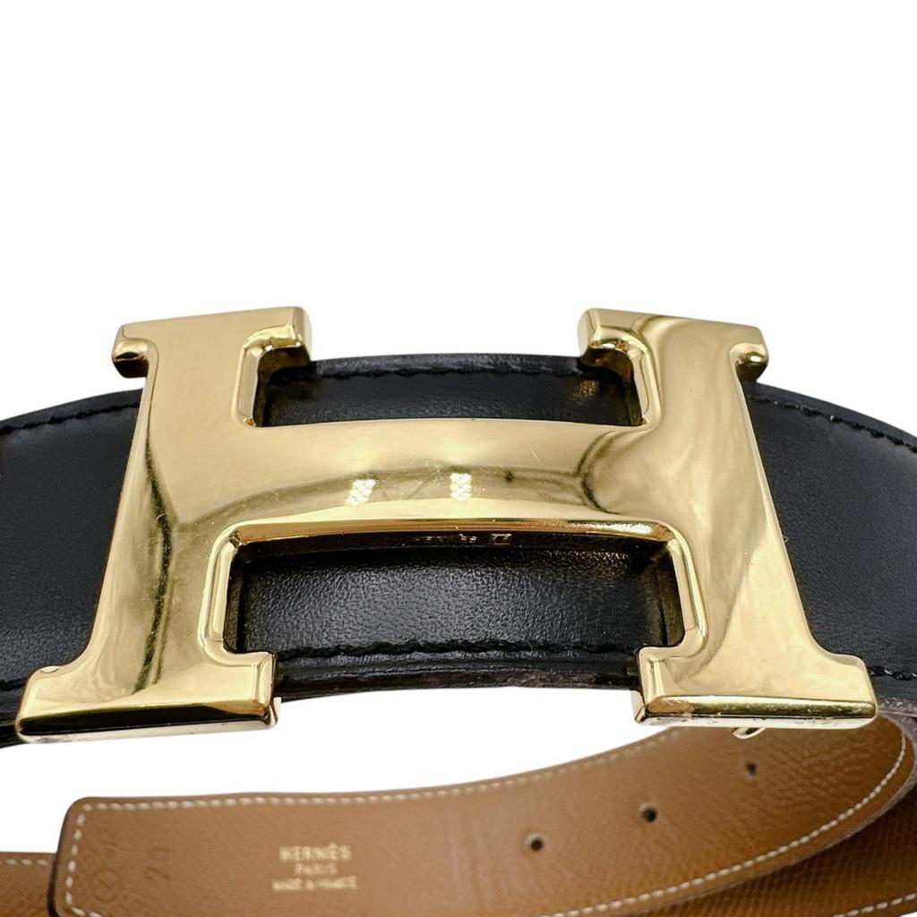 HERMES Constance H belt belt Reversible belt leather Black x brown unisex Used