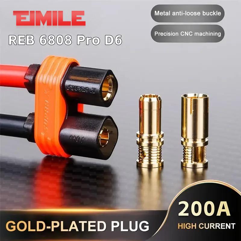 200A Lithium Battery Welding free Connector 8AWG REB 6808 PRO D6 Gold-plated Plug Socket 6mm 200A Banana Male Female Connector