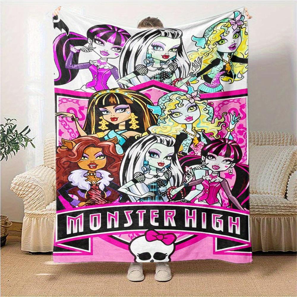 1 ud. Manta de Franela Estampada Digitalmente Monster High, Cubre Cama de Felpa Súper Suave, Colcha Multiusos para Sofá, Cama, Oficina,27