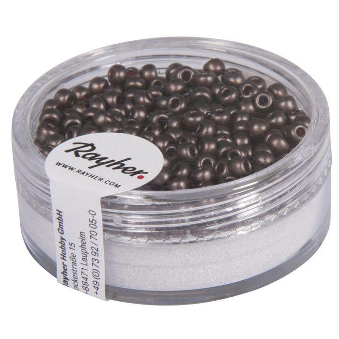 Rocailles cirées, 2,6mm, Boîte 7g, brun foncé