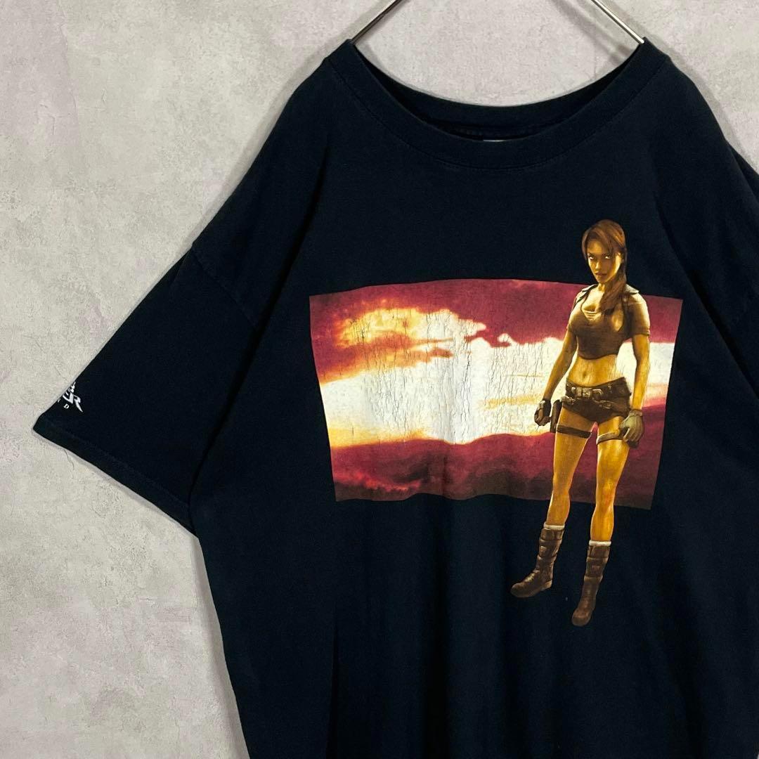 

[USED] Vintage 00s Tomb Raider short sleeve shirt, game, anime, black, part 2