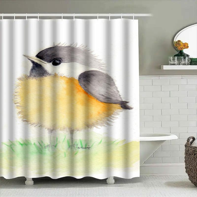 Beautiful Watercolor Bird Shower Curtain Bath Decor For Home Bathroom Decoration Size Customizable Made With 100% Waterproof Fab