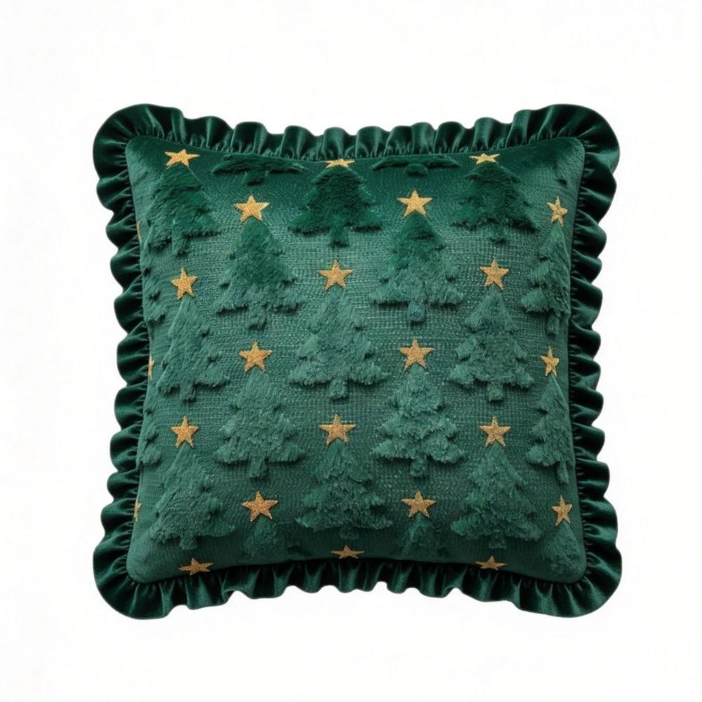 3D Plush Christmas Pillow Cover Embroidered Christmas Tree Pillow Cover Sofa Cushion Cover Home