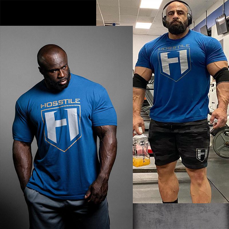HOSSTILE Fitness Lässiges Muskel-Fitnessstudio T-Shirt Baumwolle Grafik-T-Shirt Unisex Unisex Sommer Streetwear