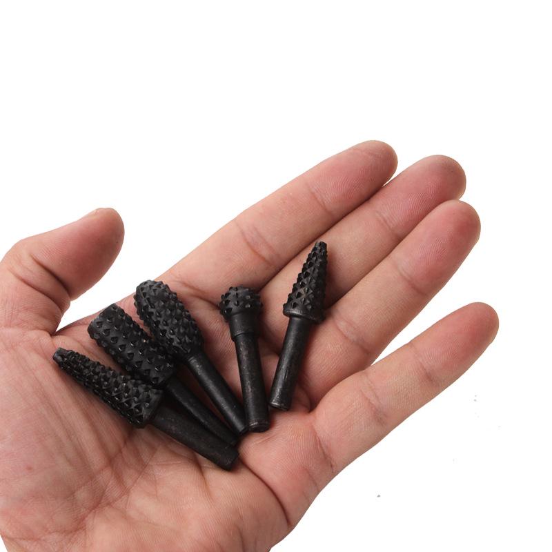 5-teiliges schwarzes Holzbearbeitungs-Rotfeilen-Set - DIY-Schleifwerkzeuge für elektrische Schleifmaschinen