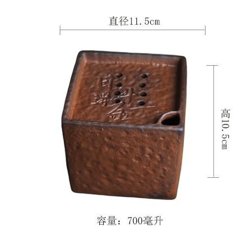 

Coarse Pottery Old Rock Clay Square Jianshui Tea Wash Bowl Tea Residue Barrel Tea Dust Cylinder Barrel Household Chaxi Ornaments