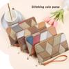 Vintage Lässig Kontrastfarben Blockfarben Langlebiges Langes Portemonnaie Reißverschluss Münzfach Clutches für Damen