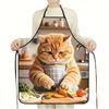 Unisex Kitchen Apron Cartoon Cooking Cat Print High-Quality for Cooking, Gardening, BBQ, Home Kitchen Holiday Party Gift Aprons