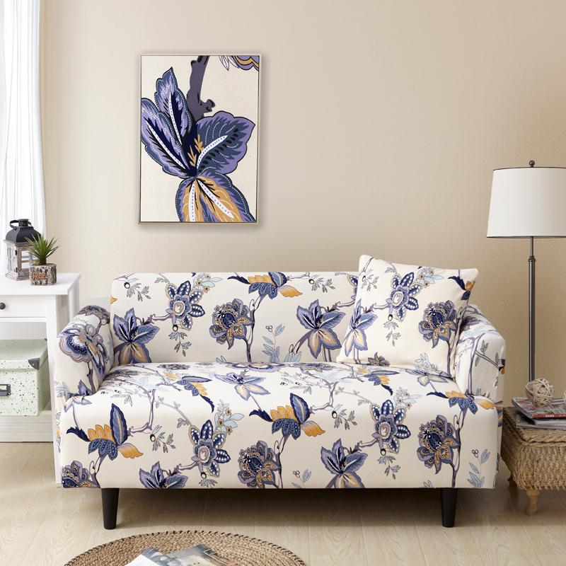 S-emiga Floral Printed Sofa Covers for Living Room Elastic Stretch Slipcover Sectional Corner Sofa Covers 1/2/3/4-seater