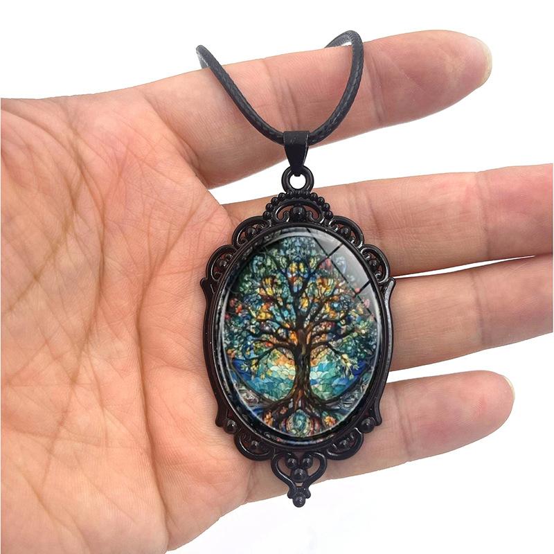 Retro Tree of Life Oval Female Versatile Jewelry Retro Small Gift Pendant Necklace