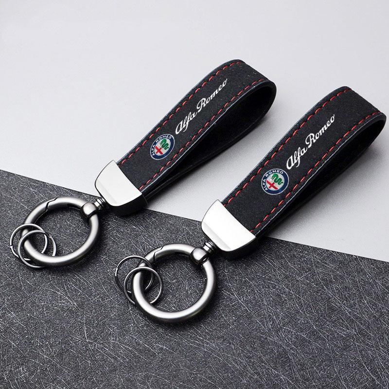 Car Leather Keychain Key Ring Holder Key Strap Wallet Gifts For Alfa Romeo Giulia Stelvio Giulietta 159 147 156 166 Accessories
