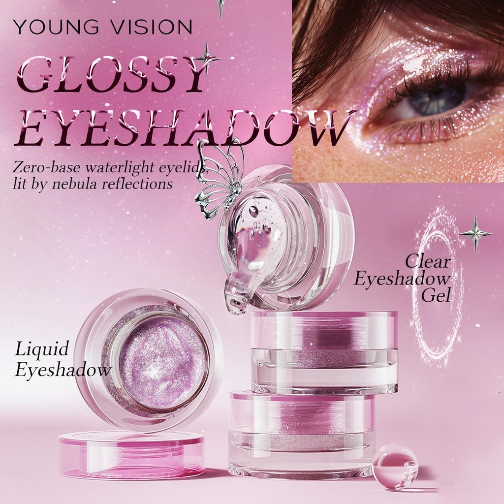 YOUNG VISION Liquid Gel Glitter Eyeshadow, Face & Body, Quick-Dry, Sheer Waterlight Liquid Gel Formula, Easy Blend for Long Lasting Galactic Glow