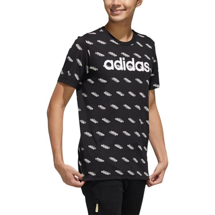 Adidas Favorites Series Letter Soft Round Neck Short Sleeve T-Shirt Men Tops Black White FM6022