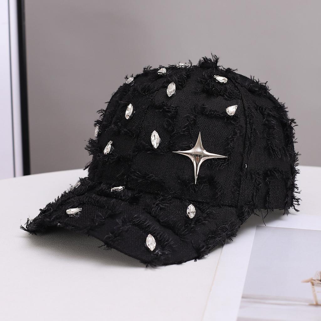 Beliebte Bart-Baseballkappe Hip-Hop Strass karierte Krempe Neue Baseballkappe Personalisierter Trendiger Hut