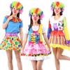 Halloween Clown Costume Set for Adults: Circus Outfit with Wig and Mask