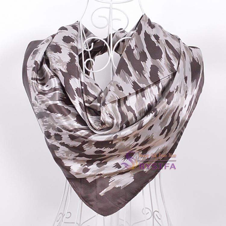 [BYSIFA] Navy Blue Chinese Roses Large Square Scarves New Female Elegant Large Silk Scarf Fashion Ladies Accessories 90*90cm