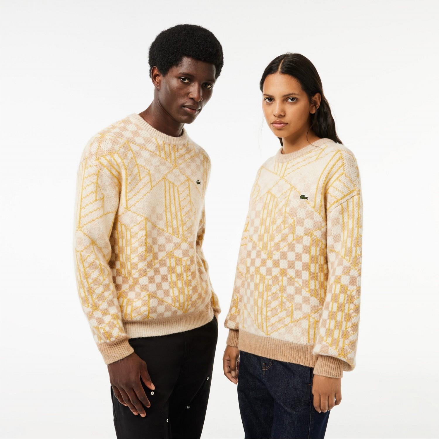 

LACOSTE Мужской жаккардовый пуловер с круглым вырезом Monogram [Желтый]