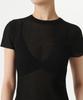 MUSINSA STANDARD WOMAN Women'S Sheer Textured Crew Neck Short Sleeve Knit [Black]