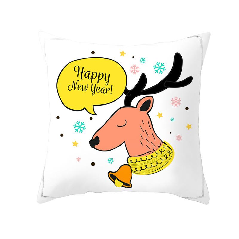 Cartoon Christmas Peach Skin Pillow Cover New Sofa Cushion Cover Square Cushion Pillow Cover