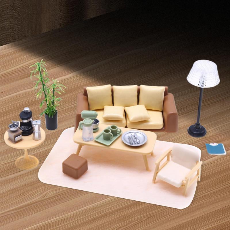 Миниатюрная модель мебели Кукольный домик Модель космической сцены Аксессуары Мини-симуляция Диван Дом Гостиная Реквизит для фотосъемки CN
